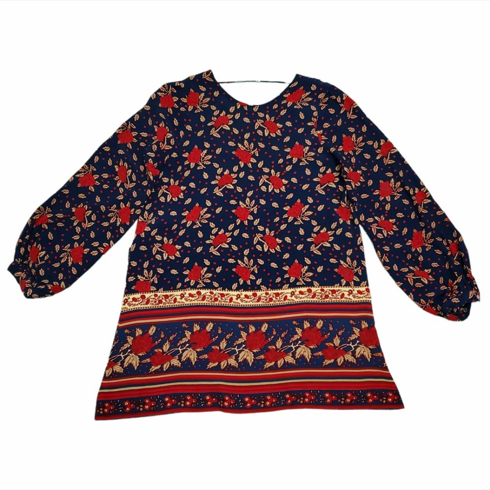 Faithfull The Brand Womens Mini Dress 4 Open Back Long Sleeve Floral Tun…